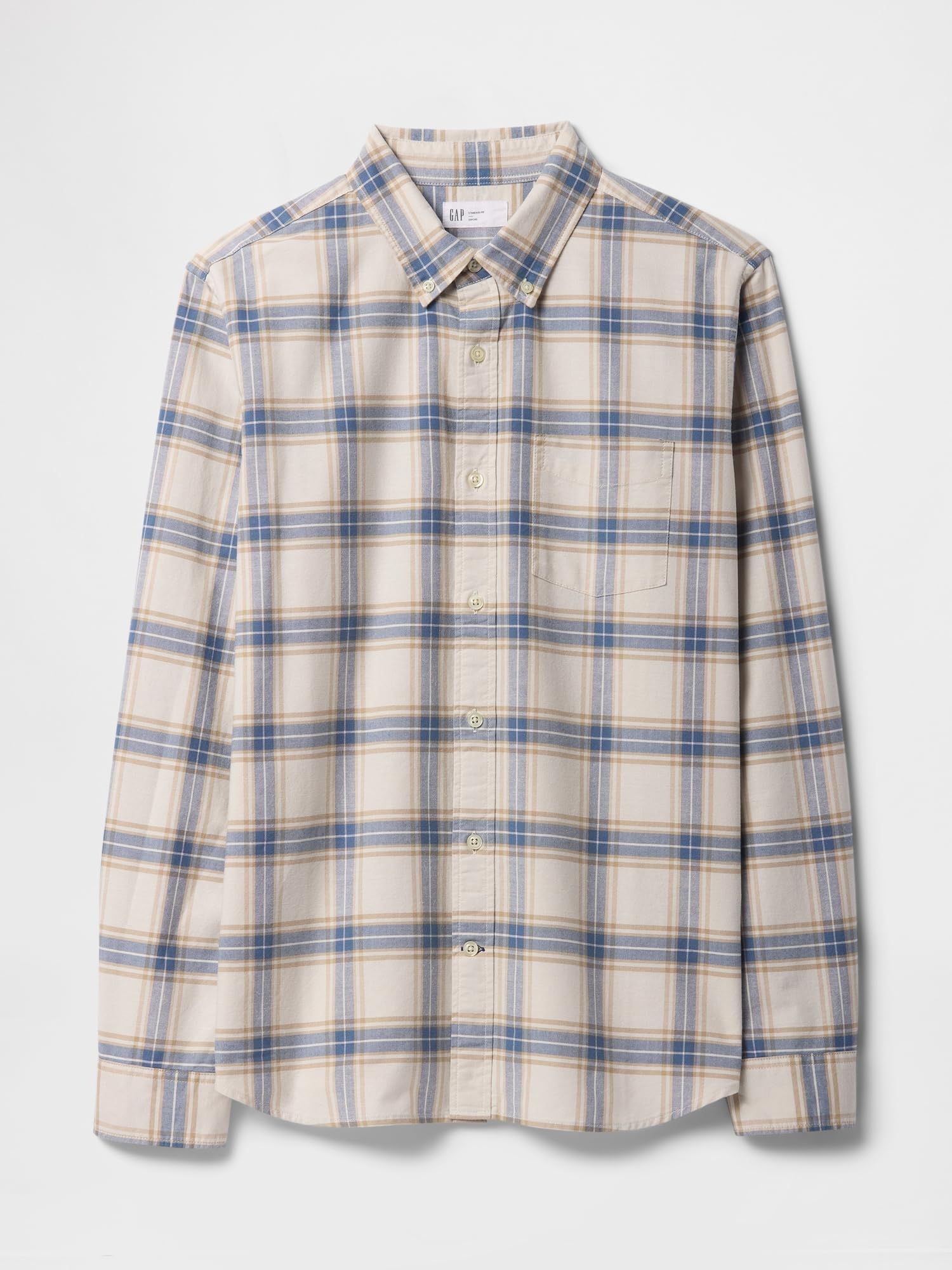GAP Camisa Oxford de Manga Larga con Botones Abotonada para Hombre