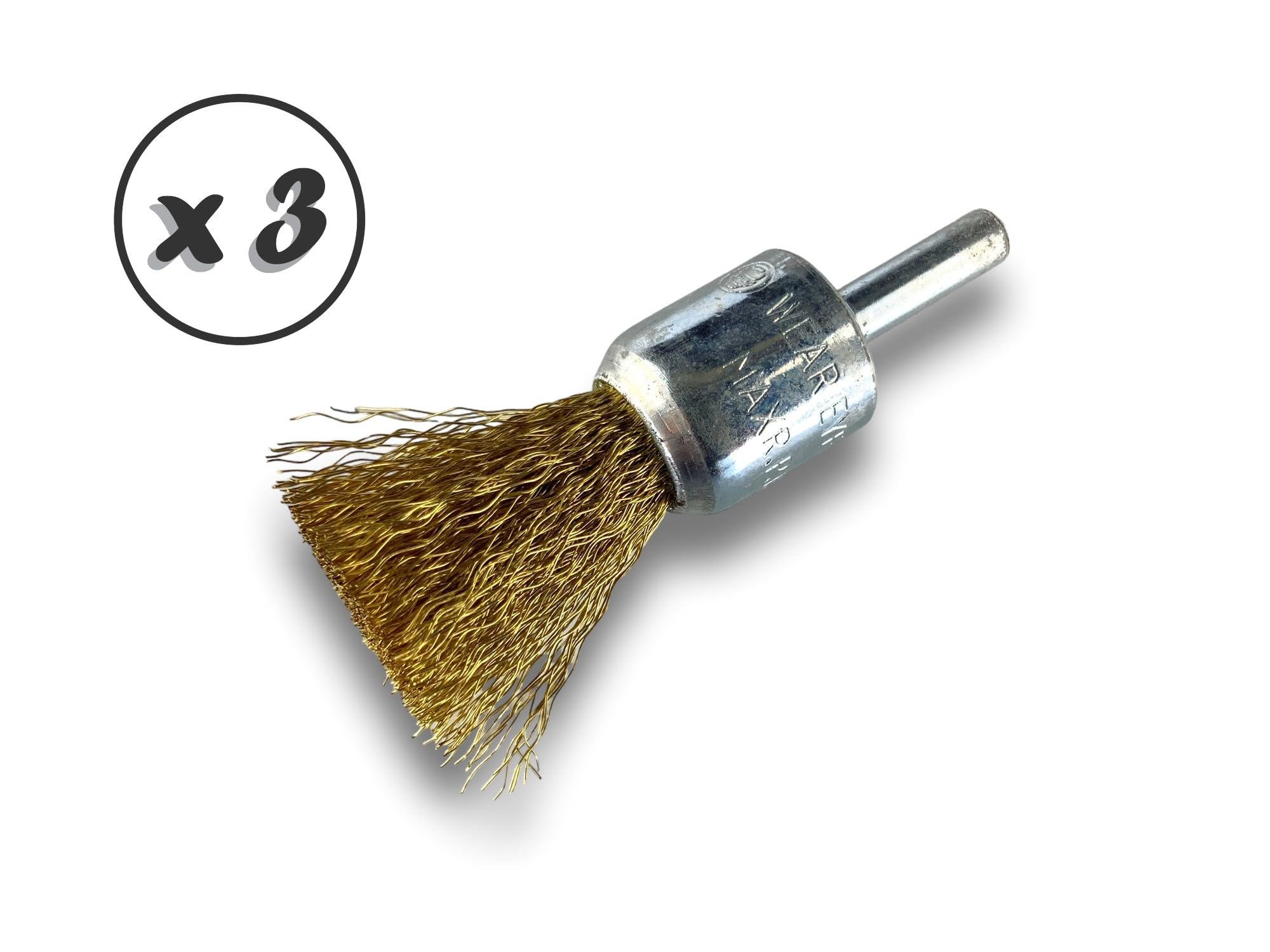 Kibros Lot 3 brosses en bout pinceau tige Ø 6 mm fil laiton souple Ø 18 mm