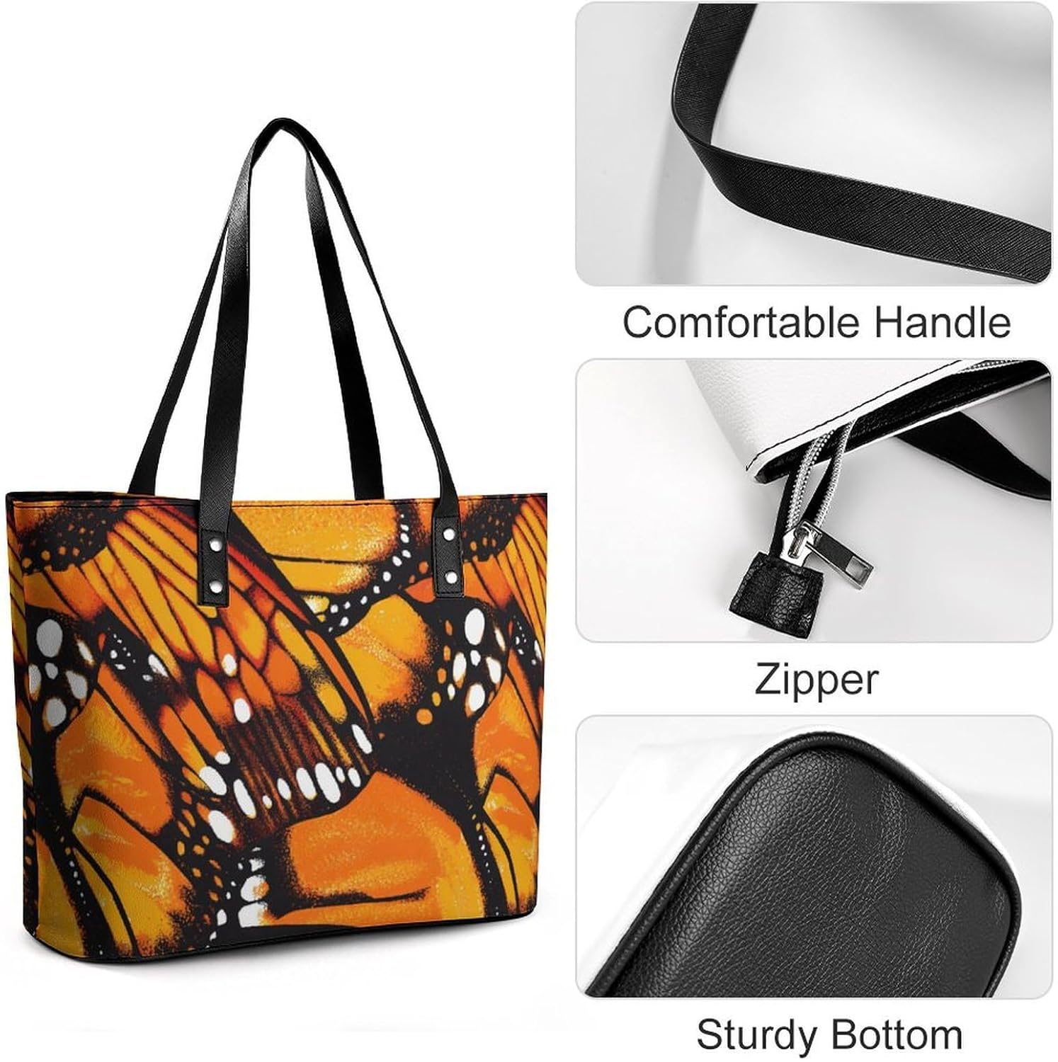 Monarch Butterfly Wings Women's Satchel Handbags Tote Shoulder Bag Purses for Travel Shopping Work