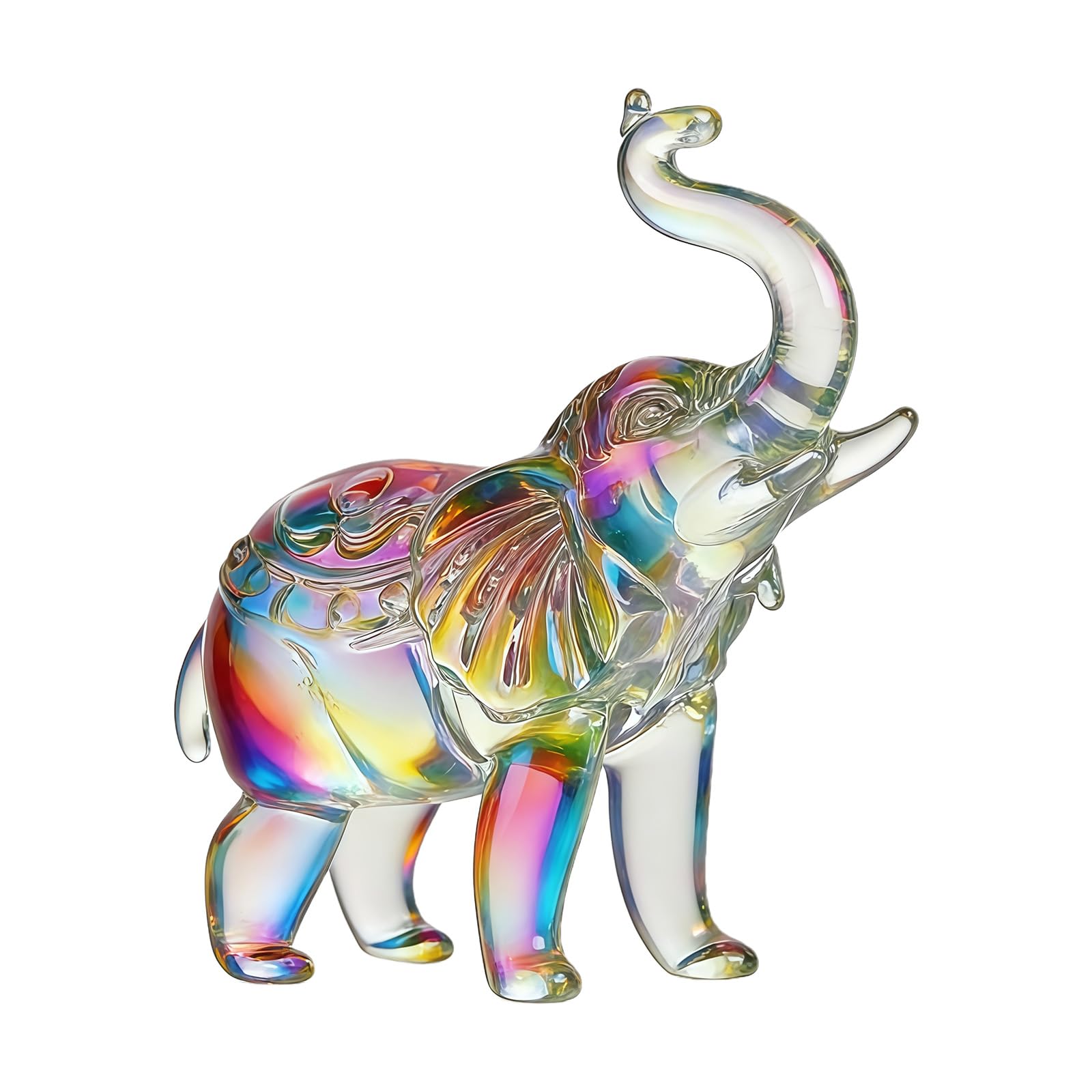 Thewasc Lovely Glass Crystal Elephant Figurine,Collectible Elephant Lover Animal Statue Ornament for Home Decorations Feng Shui Ornament