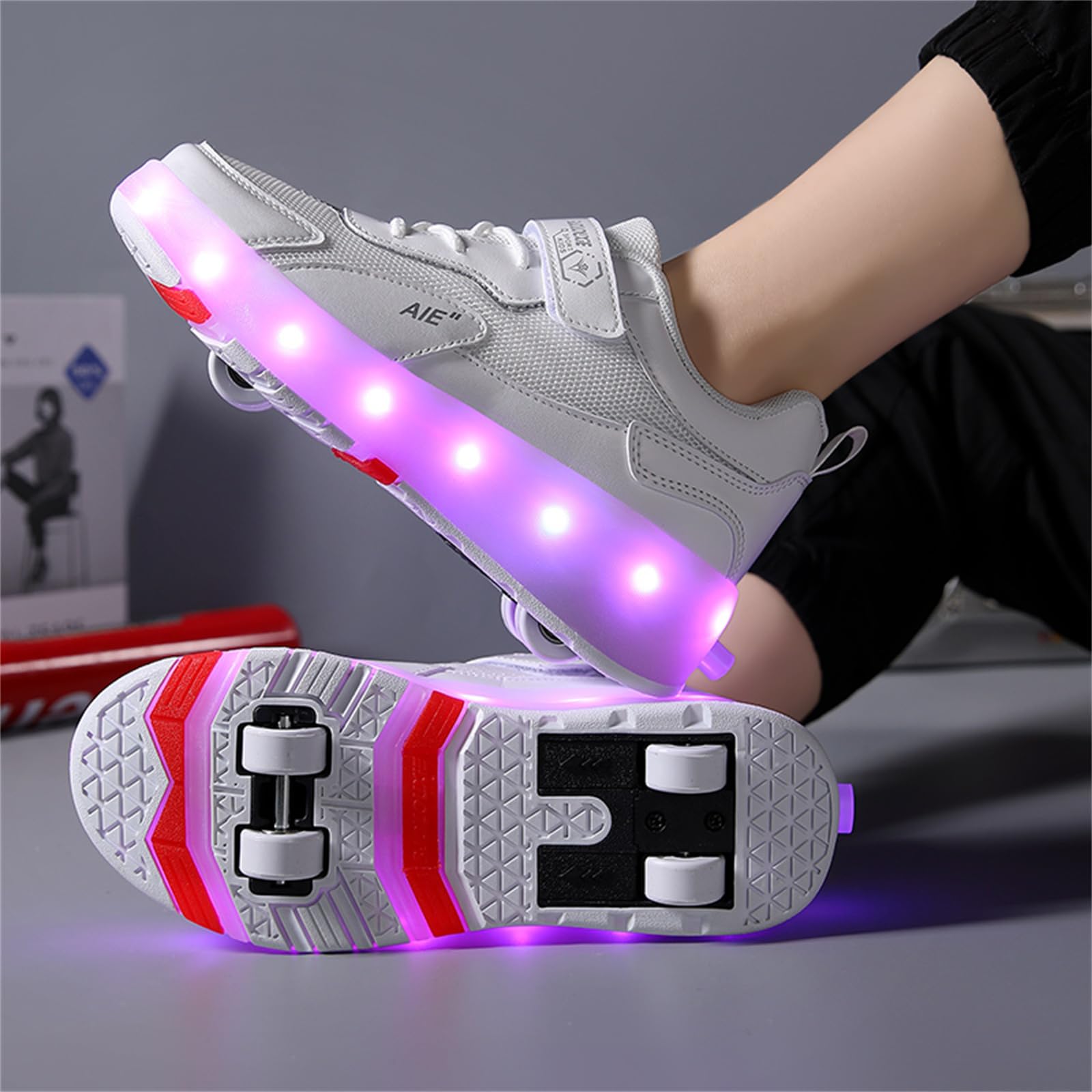 Mateju Scarpe con Rotelle Bambino Bambina Sportive Scarpe da Skateboard, Rotelle a Scomparsa Skateboard Sneakers Scarpe da Ginnastica da Pattini per Adulto Donna Uomo 29-43 EU