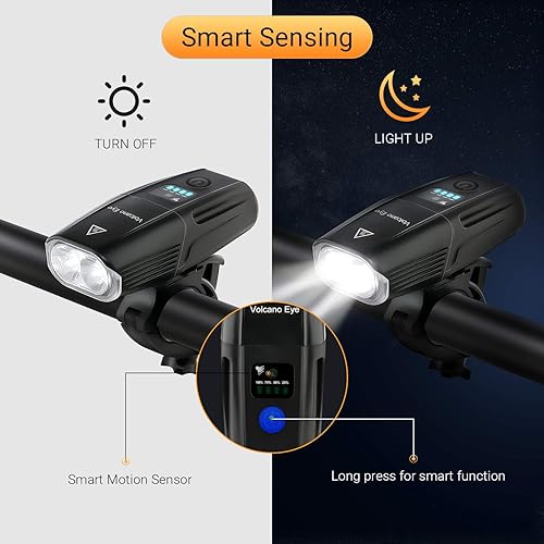 Miniatura 2 de Juego de luces de bicicleta superbrillantes de 2000 lúmenes, potente linterna de bicicleta recargable, impermeable, 5 modos, luz trasera de