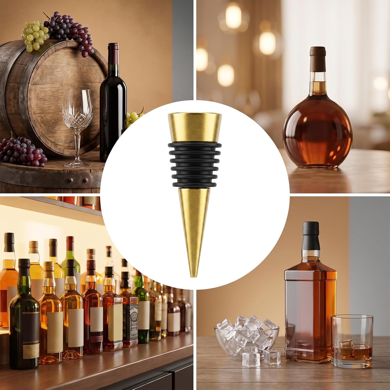 30 Pcs Gold Wine Stopper Set, Metal Bottle Stoppers for Kitchen Bar Gifts