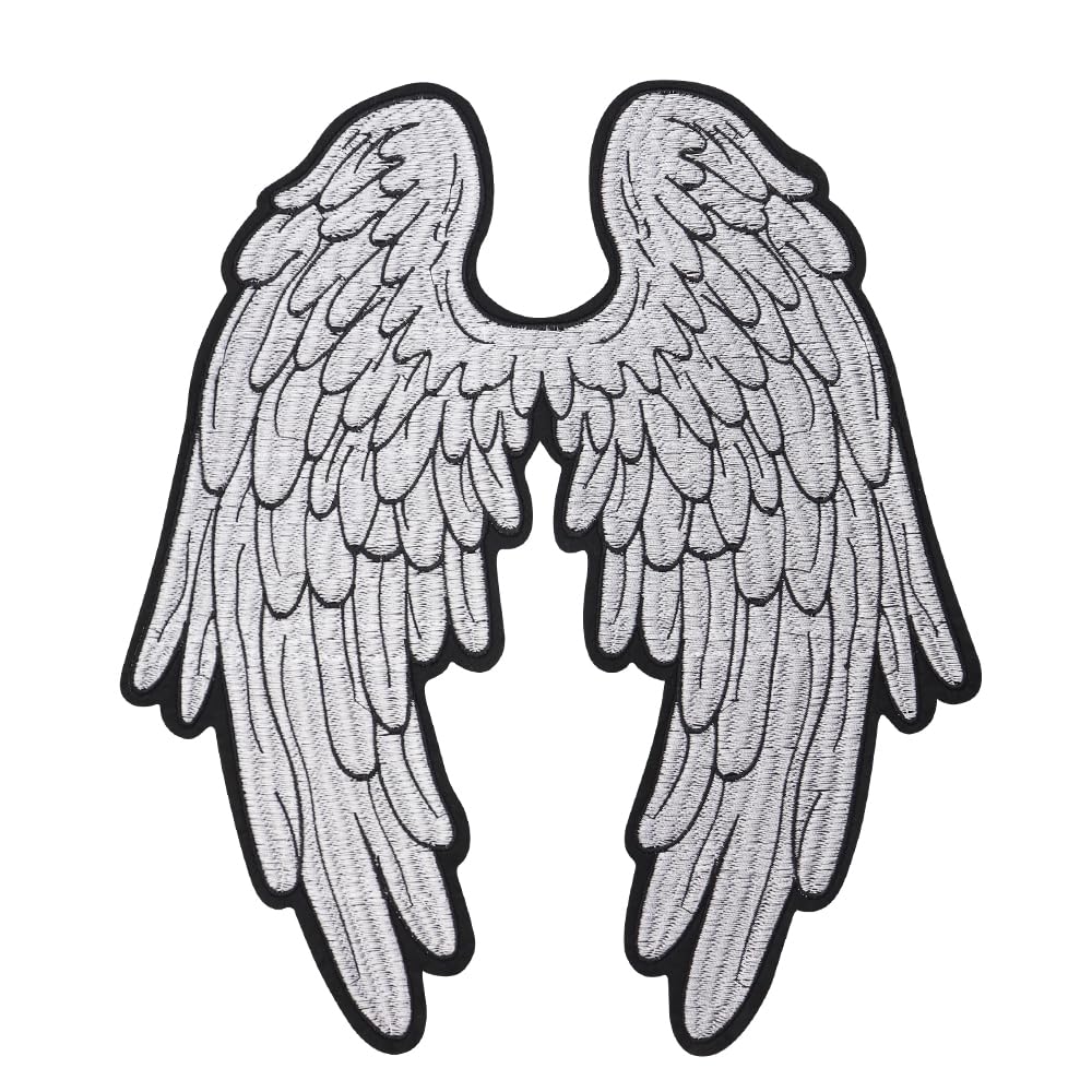 GTDoitt Large Embroidery Patches Angel Wings Sewing Biker Iron on Back of Jacket for Clothing Twill Fabric Stickers Patches (NO.1)