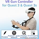 Gun Stock for Meta Quest 3, Compatible with VR Meta Quest 3s Controller Grips for Enhance Stability and Control Magnetic Stock Rifle Adapter (Black)