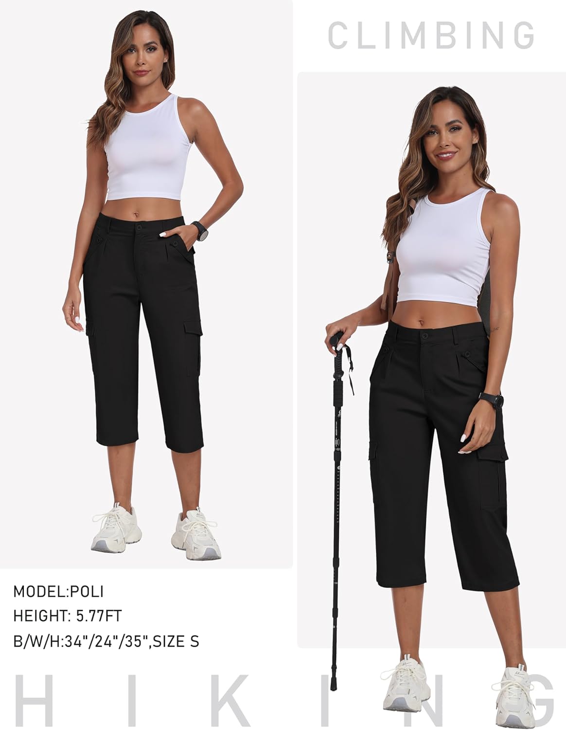 MoFiz Women's Cargo Capris Pants with 6 Pockets Lightweight Cotton Hiking Casual Travel Summer Capri Pants for Women - Image 7