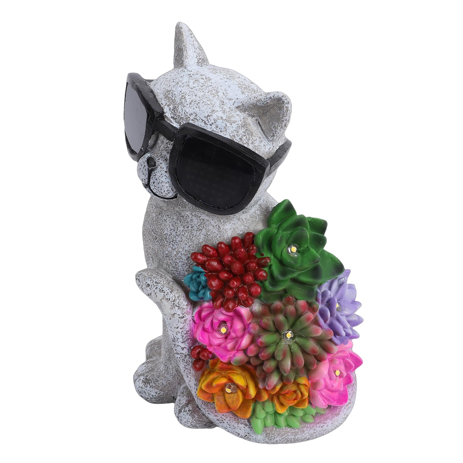 Gatto Solare Decorativo con Occhiali e Luci LED Calde, Ornamento da
