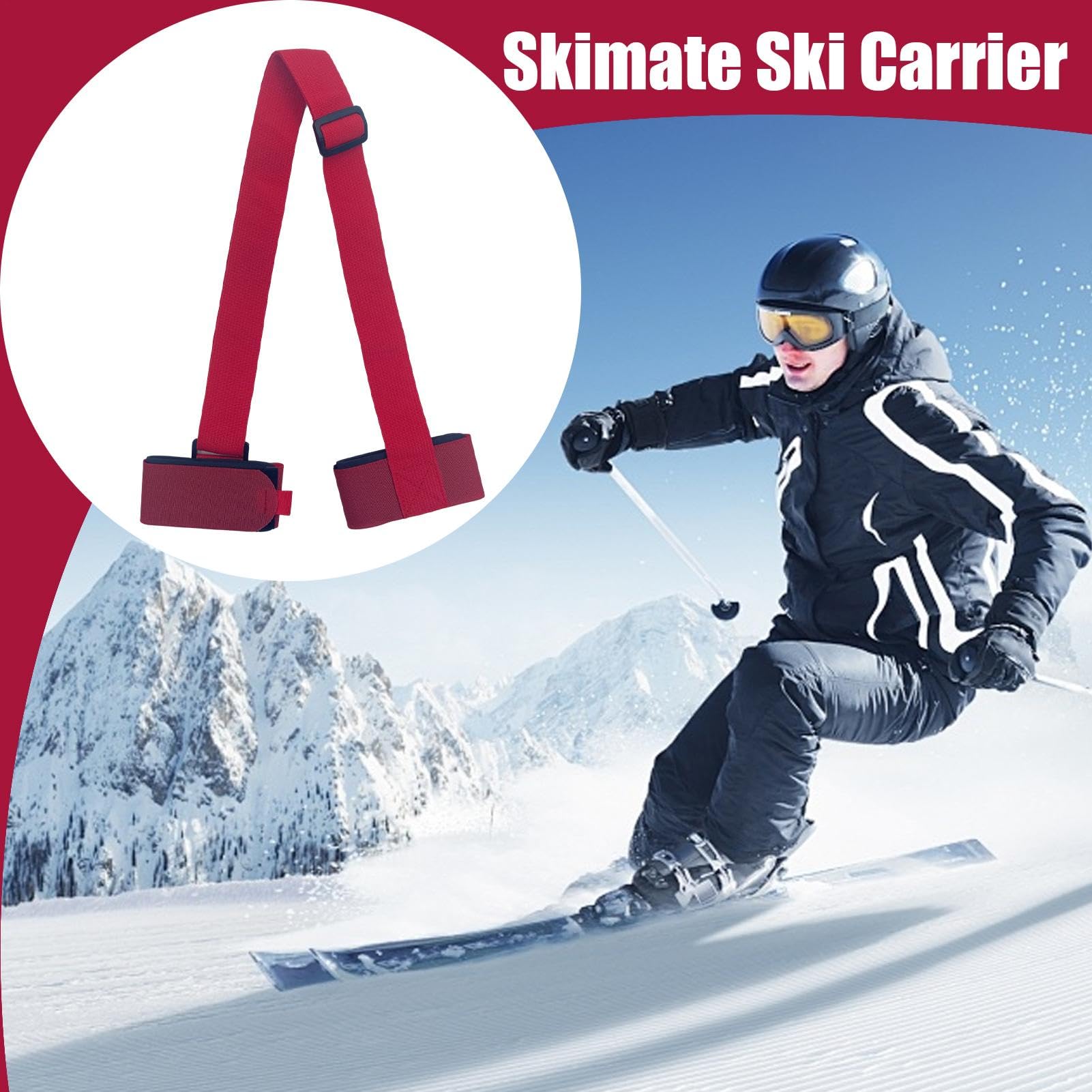 Ski Shoulder Carrier - Pole Carrying Strap, Shoulder Ski Carrier Strap | Portable Ski Carrying Strap, Shoulder Ski Carrier, Adjustable Carrying Ski Carrie, Portable Binding Strap for Mountain Ski
