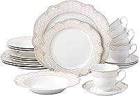 Joseph Sedgh 'Sandra' 20-Piece Bone China Dinnerware Set for 4 - Blush Pink & Gold, Dishwasher Safe Elegant Service