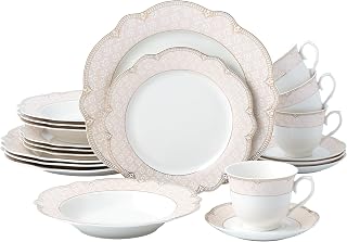 Joseph Sedgh 'Sandra' 20-Piece Bone China Dinnerware Set for 4 - Blush Pink & Gold, Dishwasher Safe Elegant Service