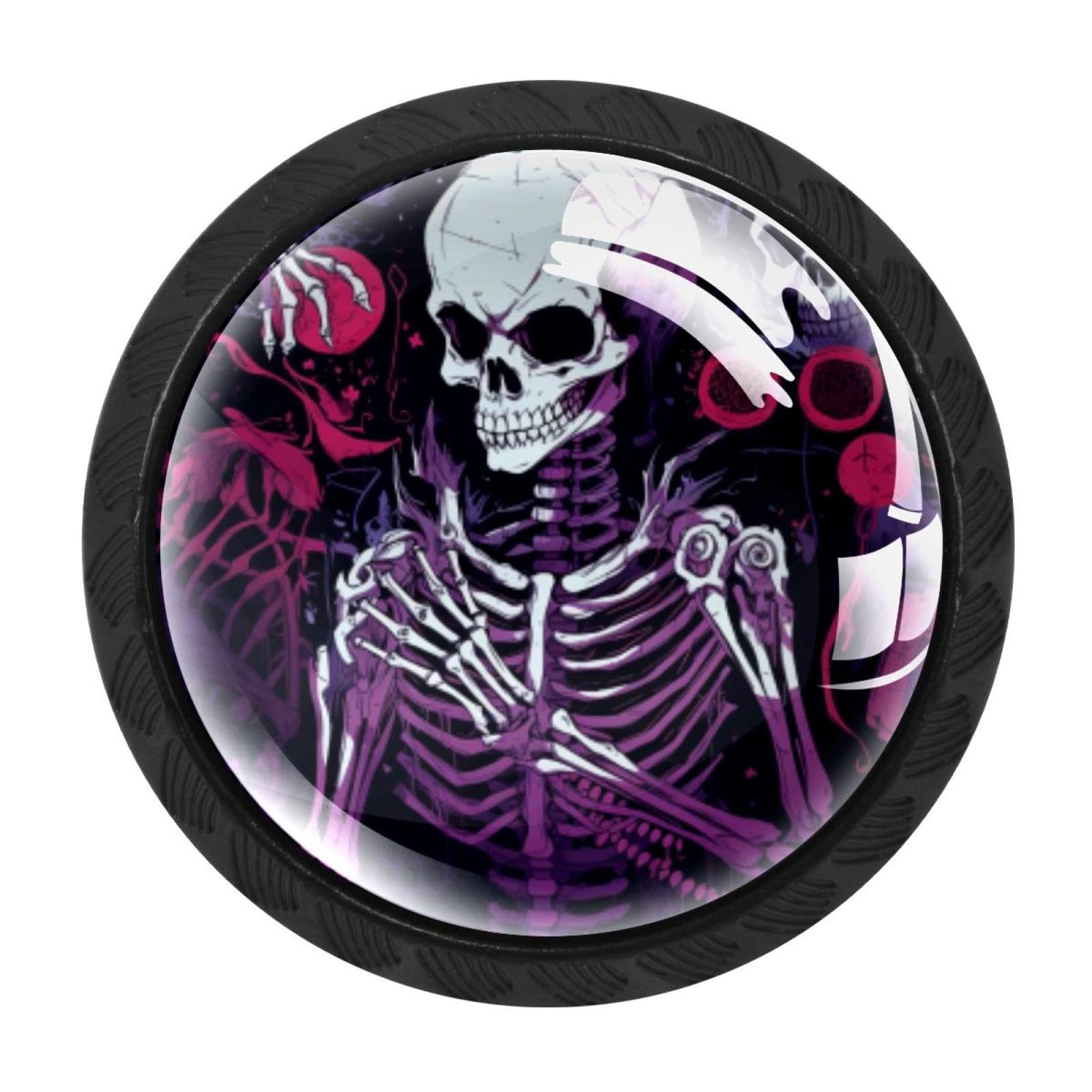 Chenzzzz Multicolored 09 4 Pack Cabinet Handles Black Skeleton Cabinet Knobs Draw