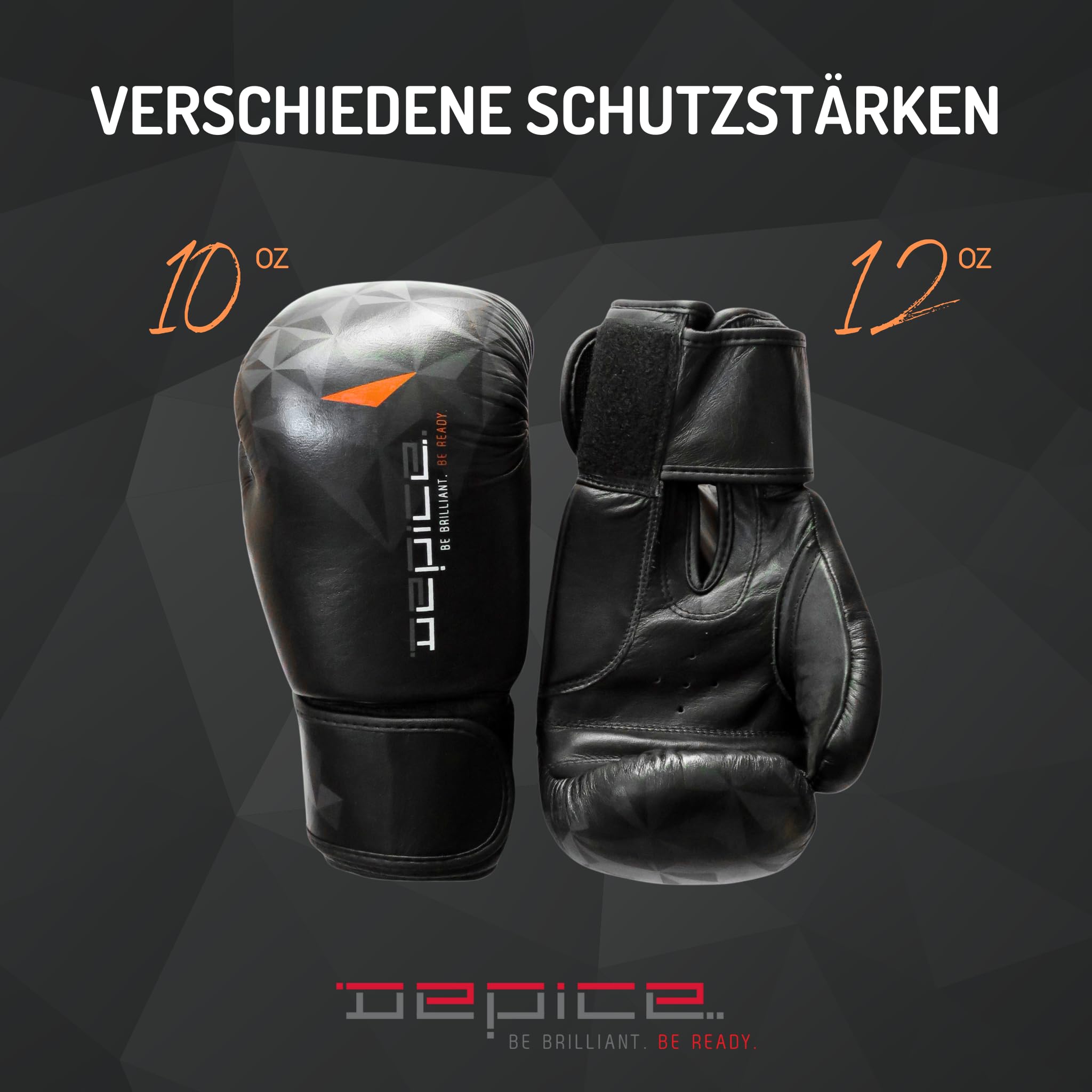DEPICE Boxhandschuhe Highline Trainingsgerät, schwarz, 12 oz