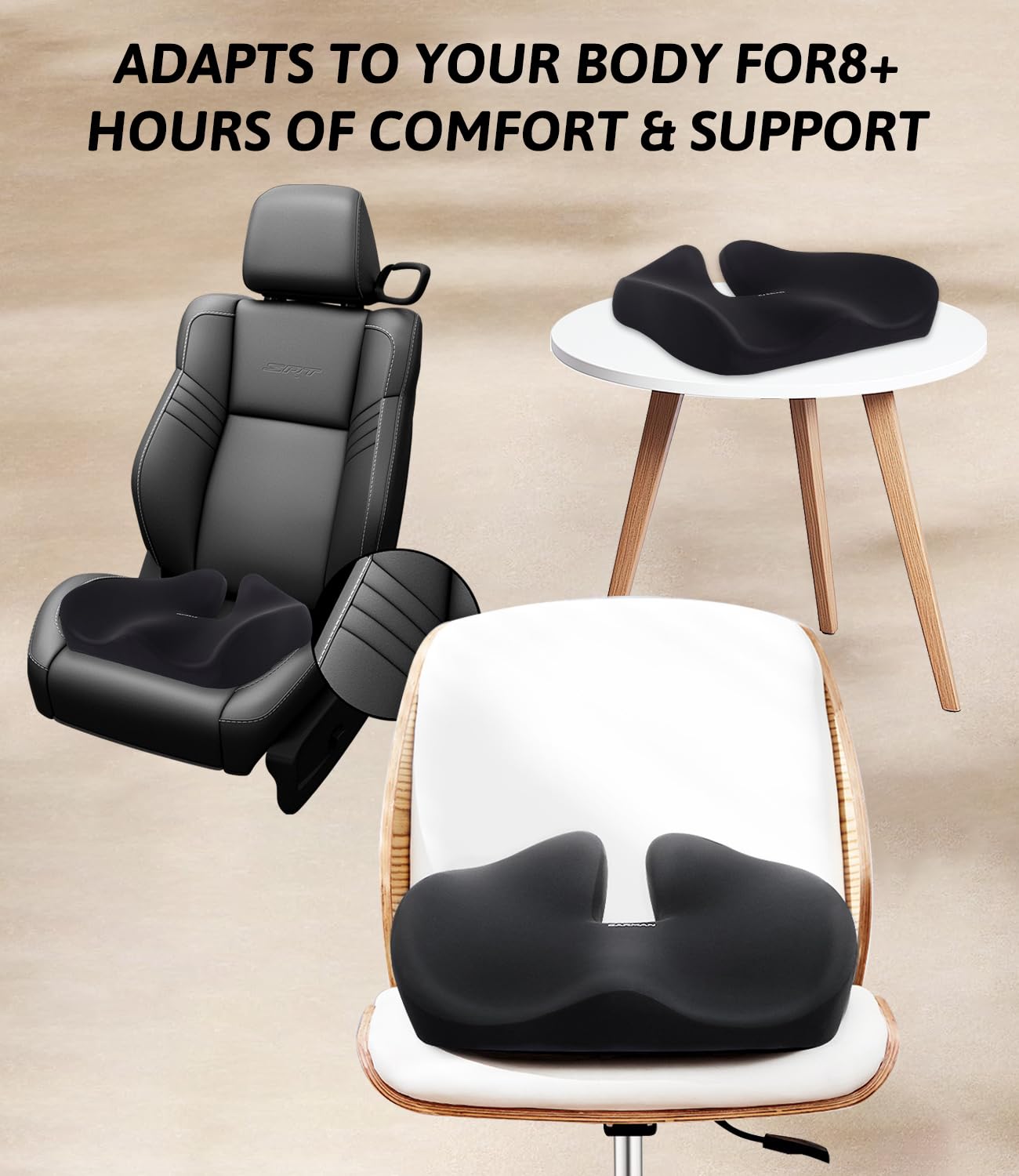 Coussin Coccyx Ergonomique WUFANC - Mousse Mémoire Pour Bureau, Voiture Et Fauteuil Roulant