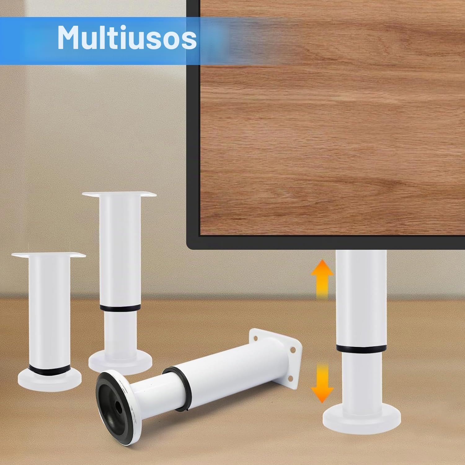 4 PCS Patas Pies Ajustables Pata de MeAjustable,Regulables con 16 Kit Destornillador y Tornillos,para Armarios Mesillas de Noche Camas Escritorios Cómoda Estantería (Blanco, 18-32 cm)