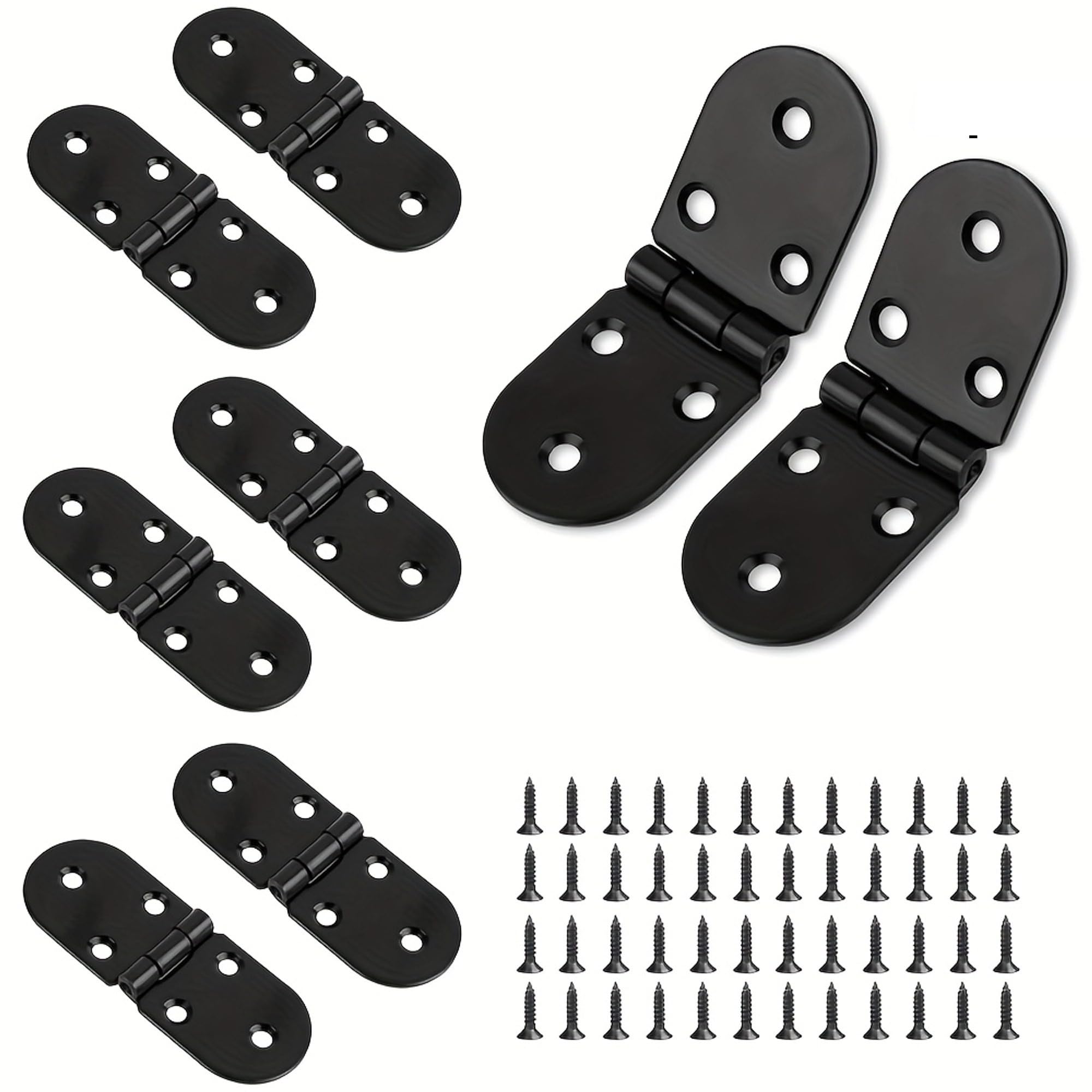 Dmlayhp Black 6Pcs 180-Degree Foldable & Reversible Hinges With Ball Bearings - Metal Surface-Mounted Hinges For Wooden Cabin