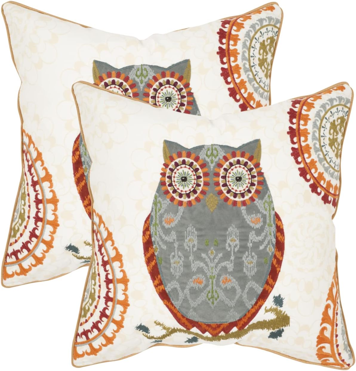 SAFAVIEH Pillows Collection Percy Decorative Pillow, 22-Inch, Gray, Set of 2