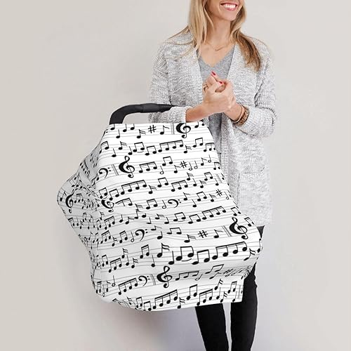 Miniatura 4 de Funda de asiento de coche con notas musicales, funda de lactancia para mamá, transpirable, funda de cochecito multiusos para asiento de automóvil,