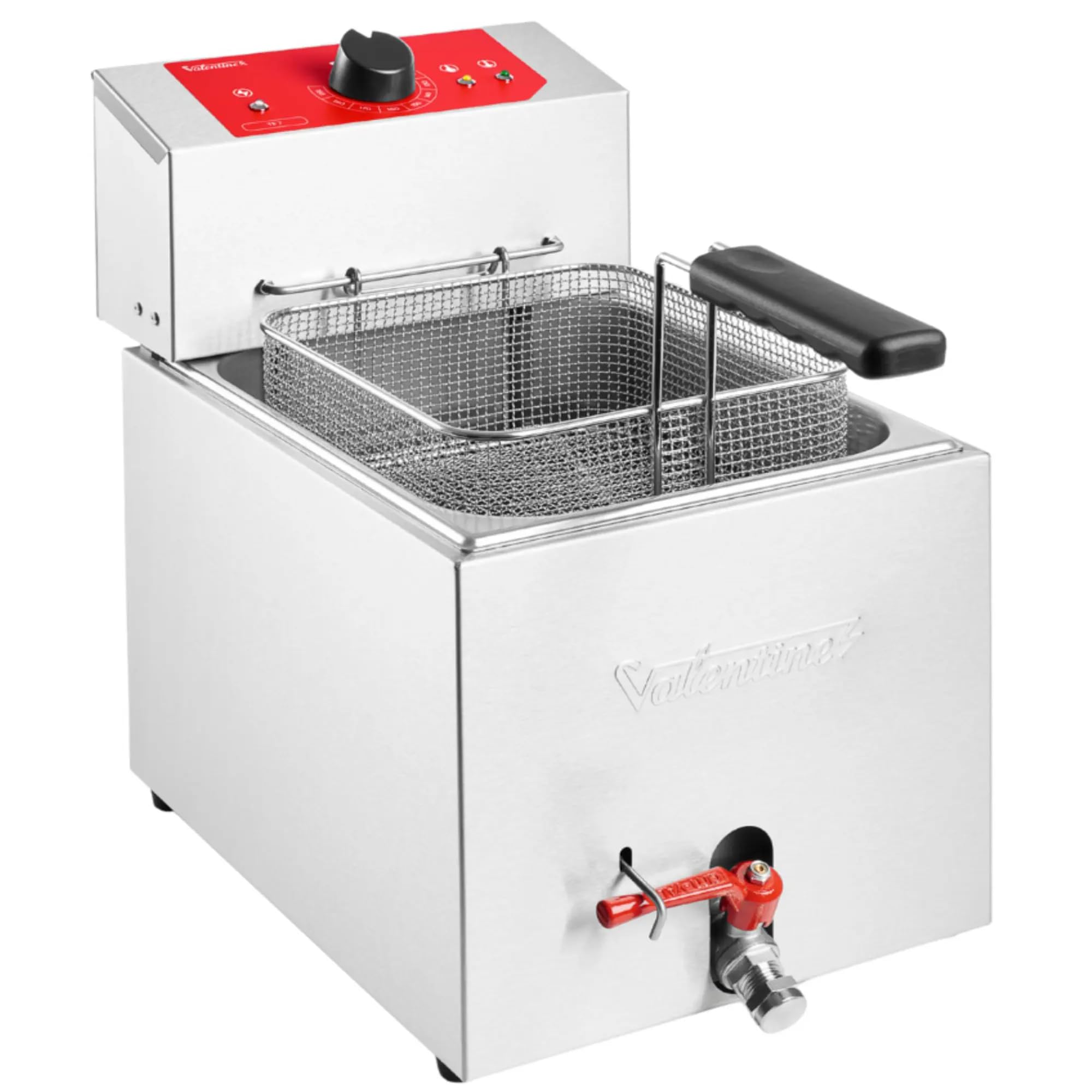 MBH - Freidora eléctrica industrial Valentine trifásica de 7 litros con 1 cesta para hostelería. Freidora profesional de acero inoxidable para bar, restaurante y cocina industrial