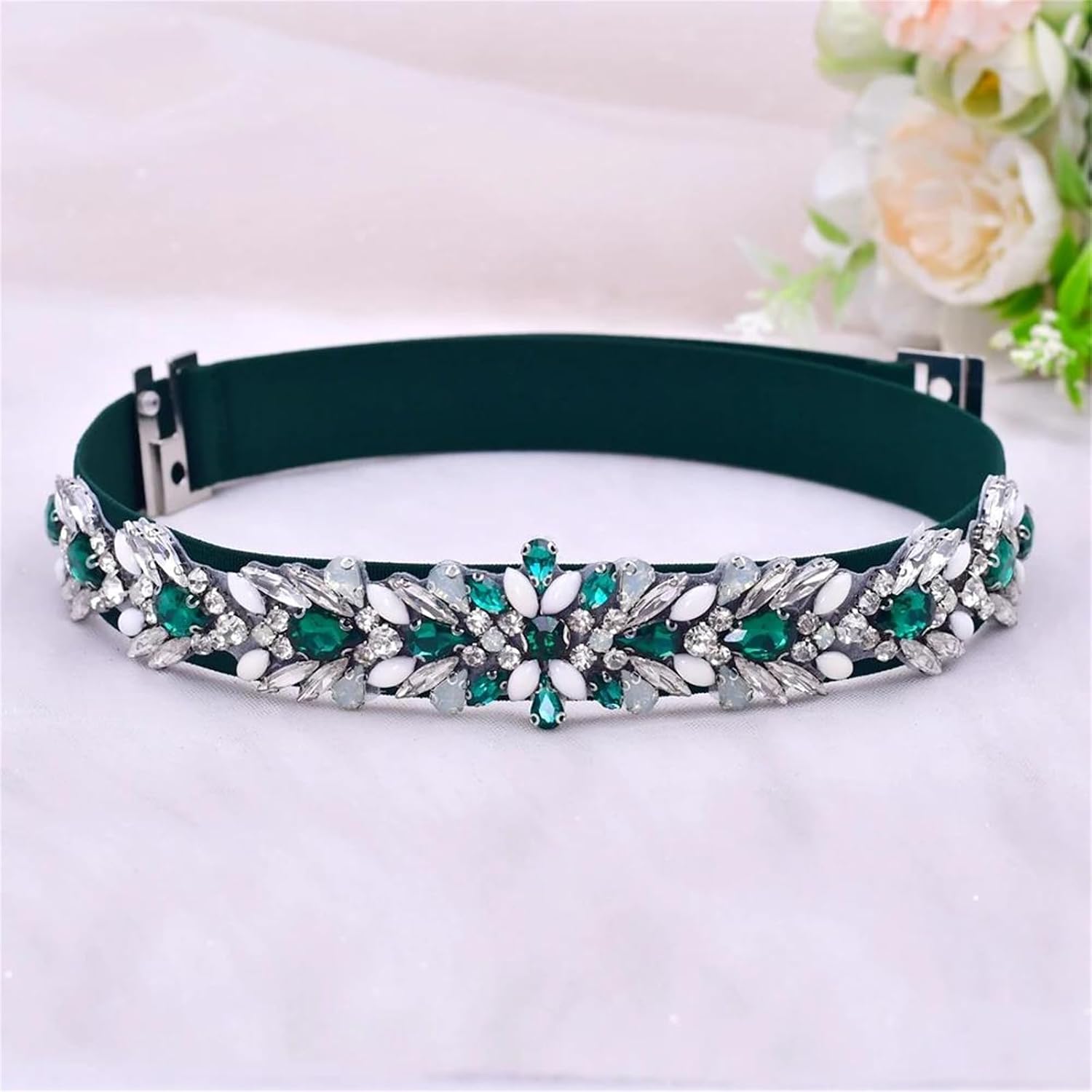 Women’S Luxury Rhinestone Elastic Waist Belt Full Crystal Gemstone Waistband Fashion Stretch Sash For Party Dresses