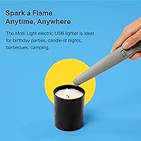 Vista 8 de The USB Lighter Company Encendedor eléctrico - La luz Motli con linterna LED y batería recargable - Cuello largo, sin llama, resistente al viento