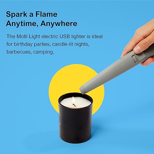 Miniatura 8 de The USB Lighter Company Encendedor eléctrico - La luz Motli con linterna LED y batería recargable - Cuello largo, sin llama, resistente al viento