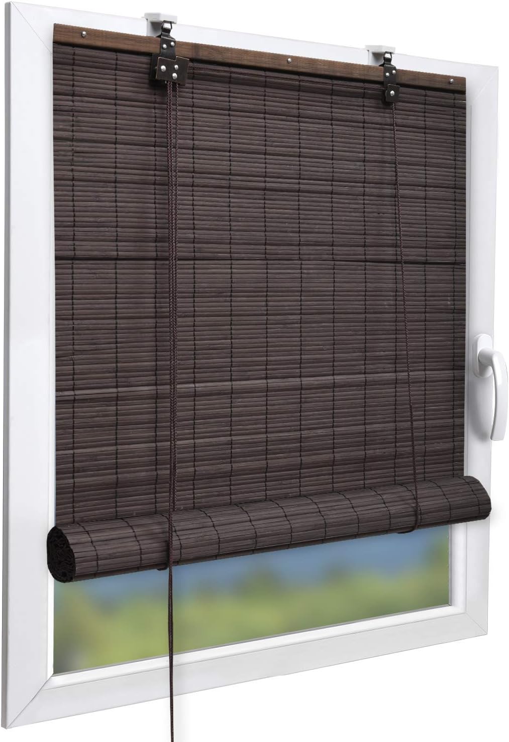 Sol Royal Natural Roller Blind 90x160cm SolDecor B86 – Bamboo Blind No Drill Roll Up Window Blind + Clamping Brackets – Brown