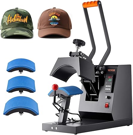 VEVOR 4-in-1 Heat Press Machine for Hats with 6x3inches Curved