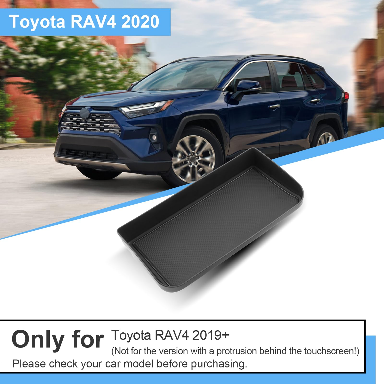Boîte de Rangement pour Tableau de Bord Central Compatible avec Toyota RAV4 2019-2025, Organisateur de Console Centrale, Toyota RAV4 Plateau Rangement de Console avec Tapis Noir