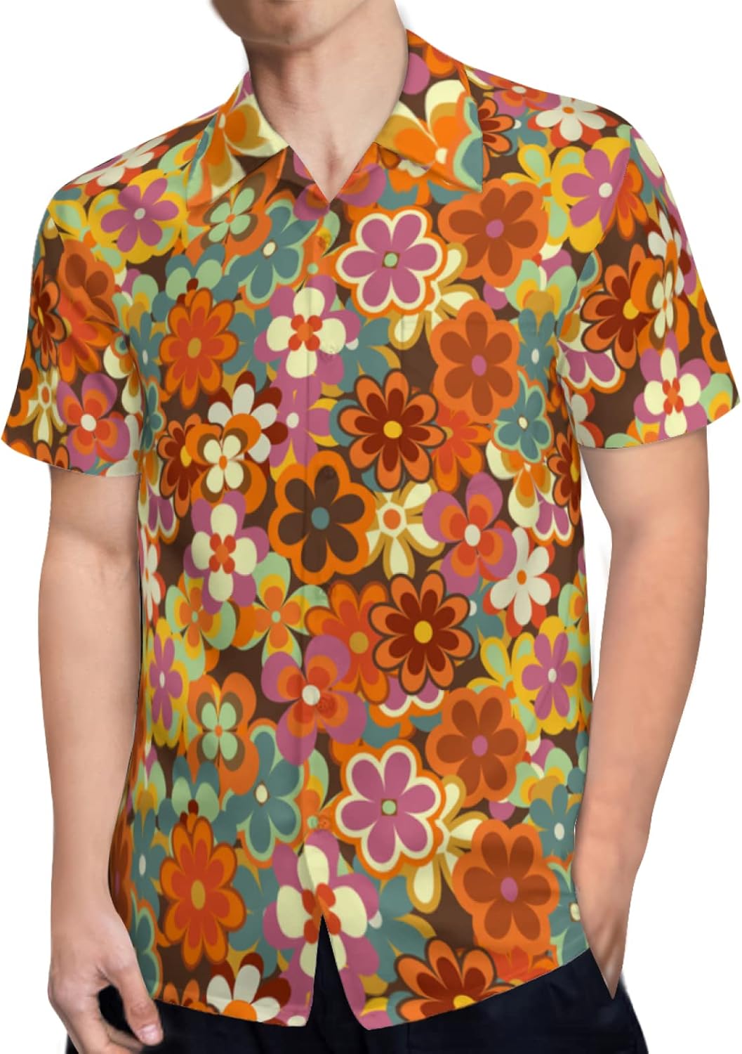 Mens Hawaiian Shirts Short Sleeve Button Up Beach Shirts - Image 2