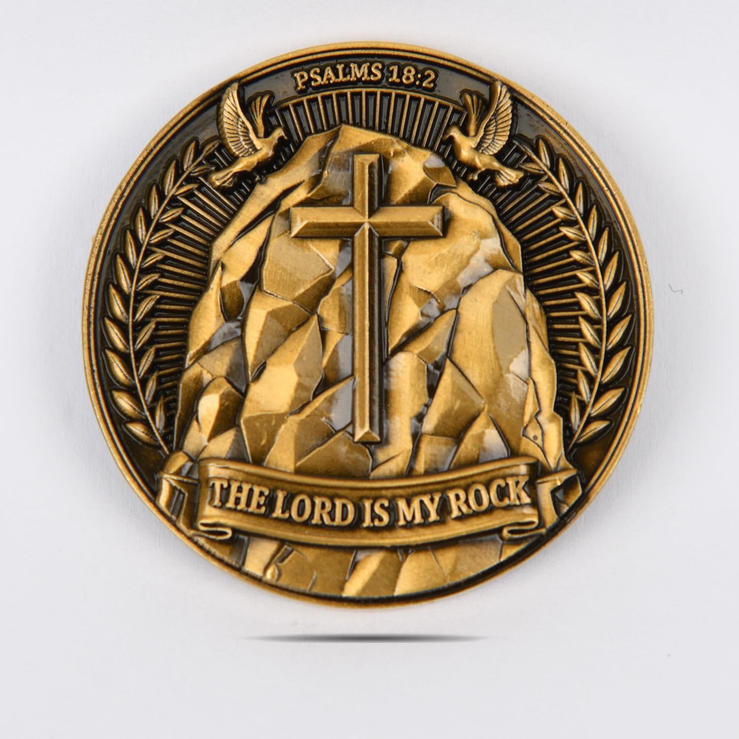 The Lord is My Rock Christian Collectible Coin, Psalm 18:2 Challenge Coin, Double-Sided Inspirational Token for Faith and Strength, 1.57 Inch