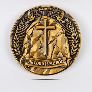 The Lord is My Rock Christian Collectible Coin, Psalm 18:2 Challenge Coin, Double-Sided Inspirational Token for Faith and Strength, 1.57 Inch