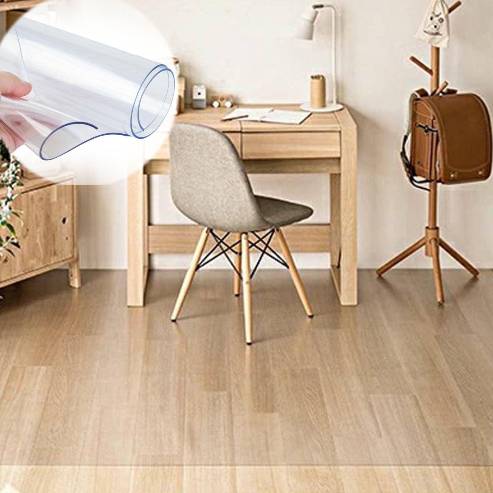 HEFRO Office Chair Mat for Hard Wood Floors Clear Floor Protector PVC Transparent Protector Cover Easy Glide for