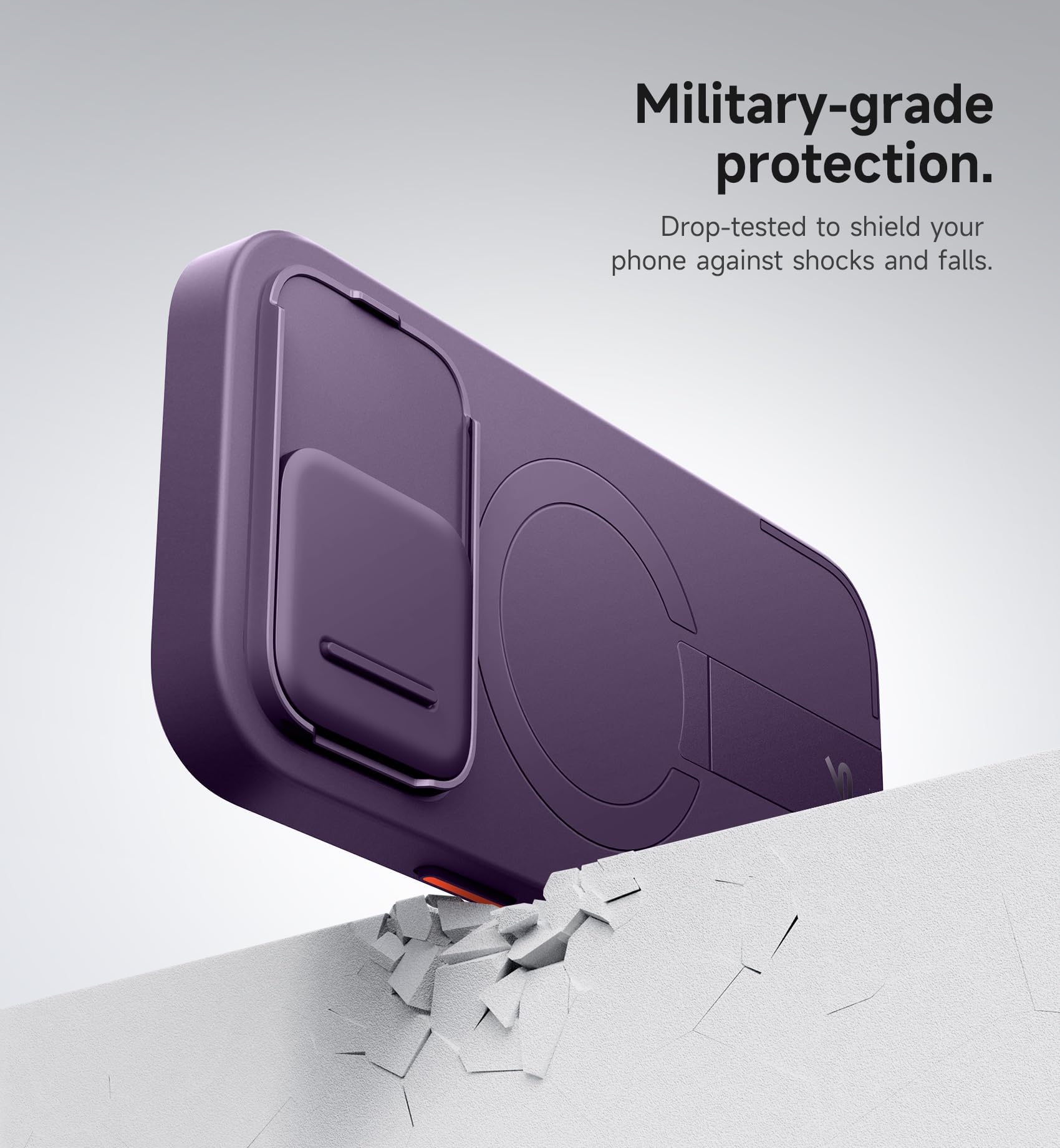SURITCH Etui magnetyczne, kompatybilne z iPhone 16 Pro, odporne na uderzenia etui na telefon, odporne na zarysowania, etui ochronne z przesuwaną osłoną aparatu i regulowaną podstawką (fioletowe)