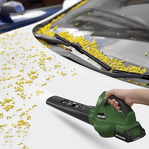 Miniatura 6 de SEYVUM Soplador de hojas, soplador de hojas inalámbrico de 20 V con 2 baterías de iones de litio, soplador de hojas eléctrico para cuidado del