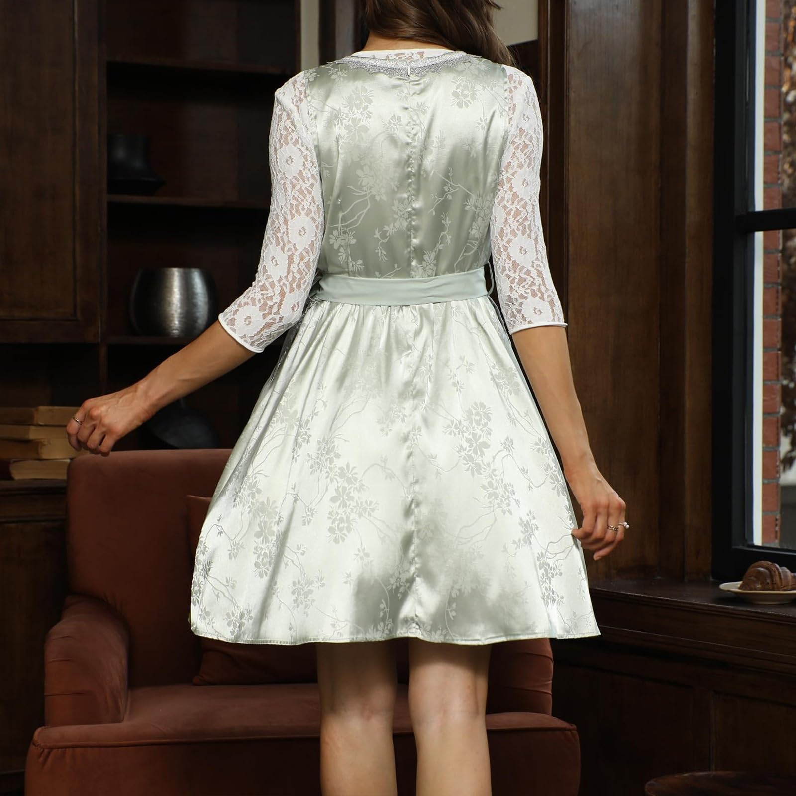 Dirndl Midi Damen Eckiger Ausschnitt Blumenmuster Dirndl Kleid Trachtenkleid Trachten Oktoberfest Damen Outfit Elegant Trachtenrock Wiesn Outfit Trachtenmode Dirndlkleid Für Oktoberfest Karneval