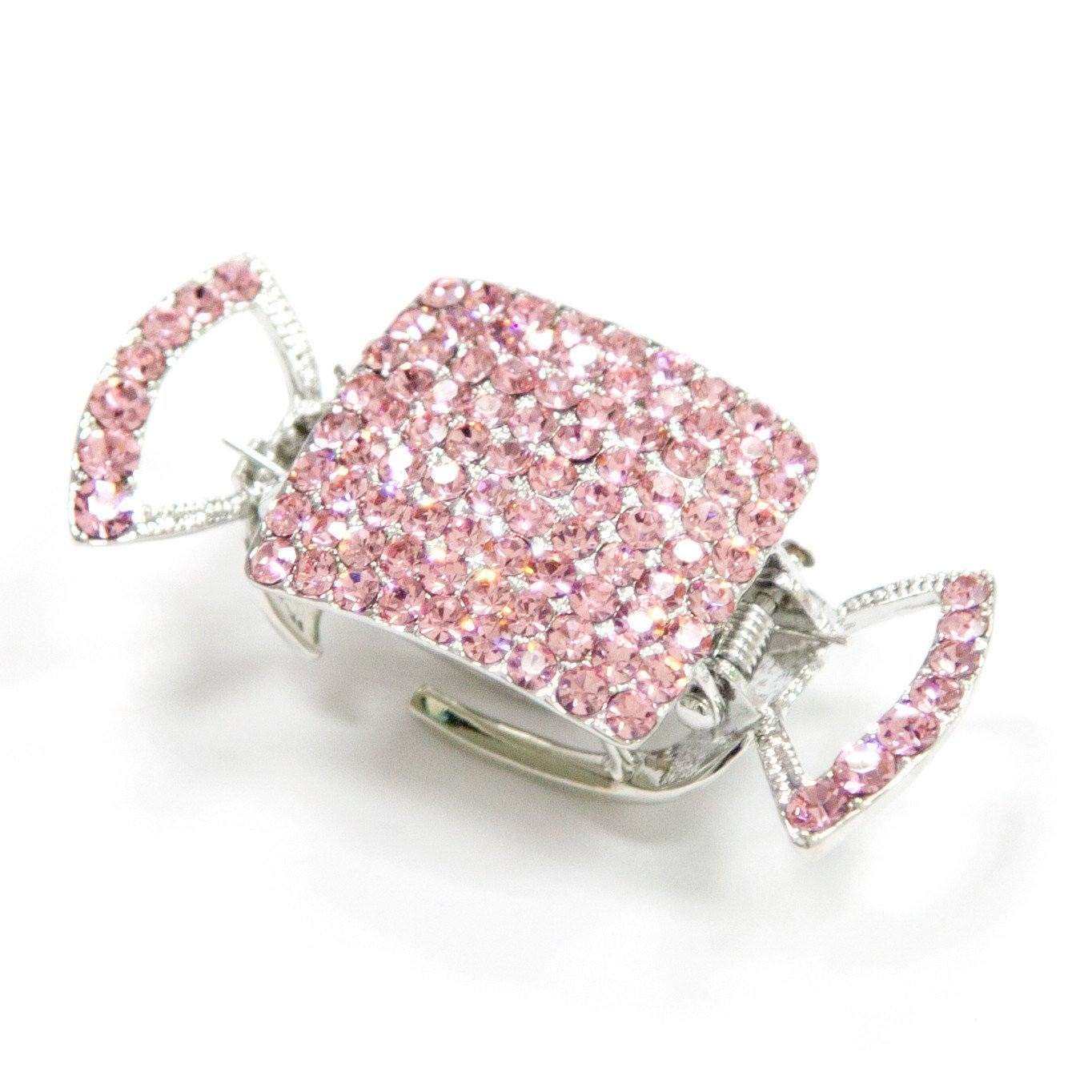 Soho Style AC5610 Women Mini Crystal Cluster Jeweled Hair Jaw Clips Beauty Clamp Accessories,AC5610-Pink