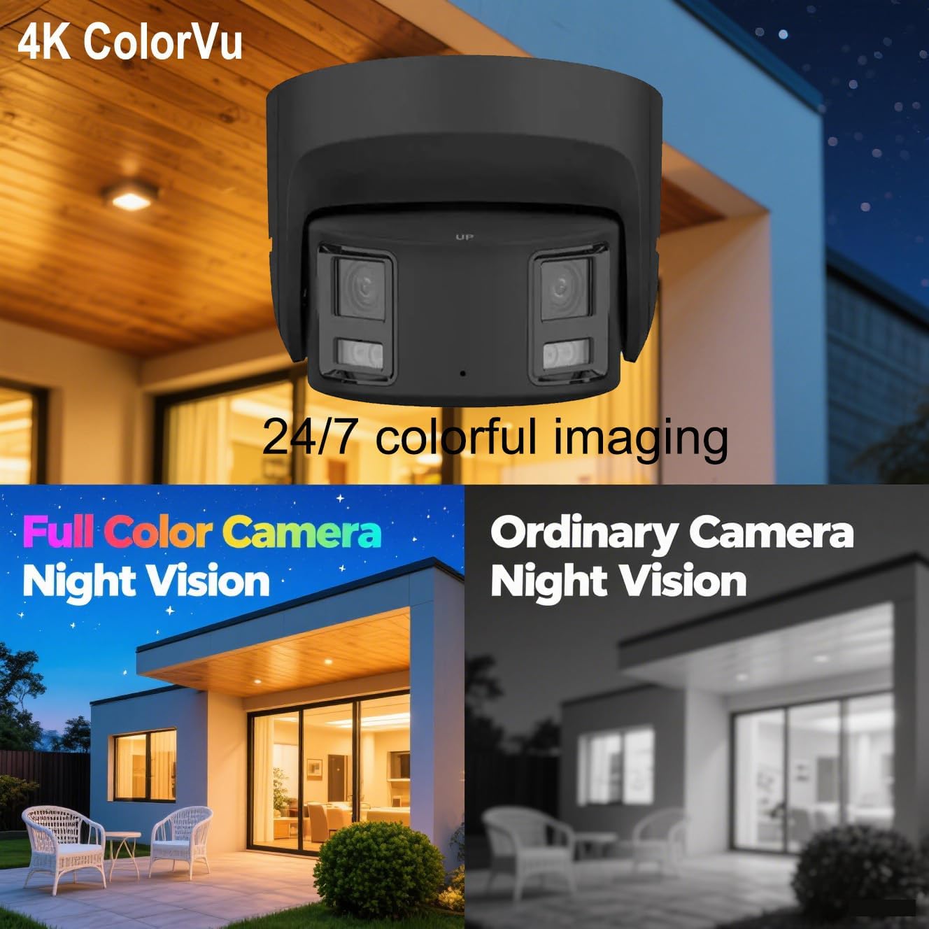 DS-2CD2387G2P-LSU/SL 4K 8MP 180° Dual Lens Panoramic Ultra Wide Angle Dome IP Camera, Color-Vu, 98ft Full Color Night Vision, WDR, Two Way Audio, ONLY Compatible with Enterprise Series NVR, Black