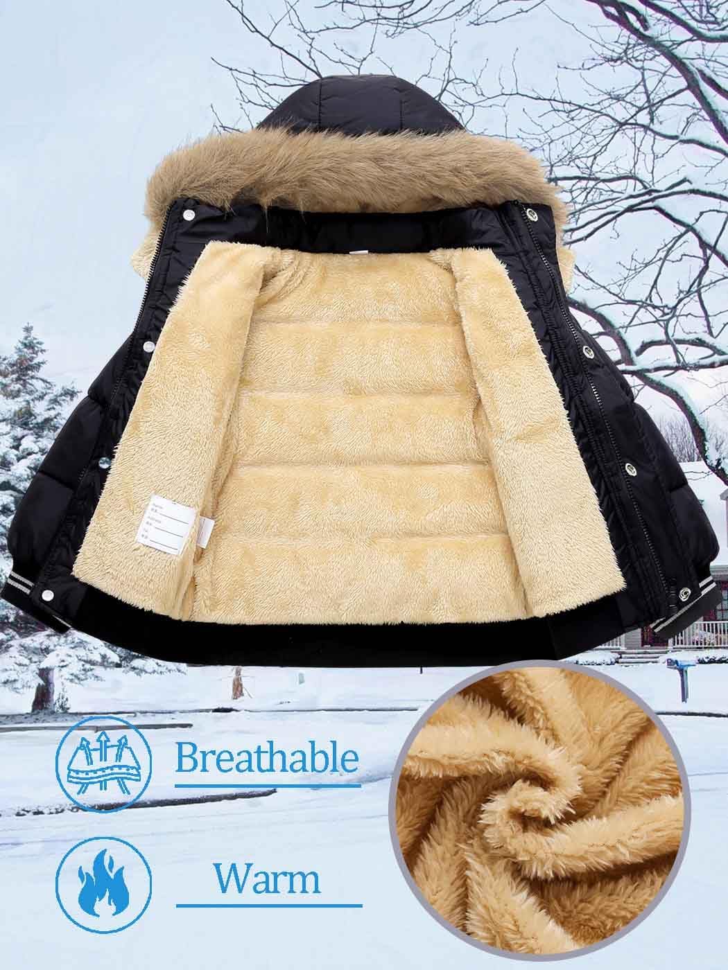 Toddler Winter Thick Hooded Down Jacket Warm Snow Fleece Jackets Baby Boys Girls Outdoor Coat Outwear - Image 4