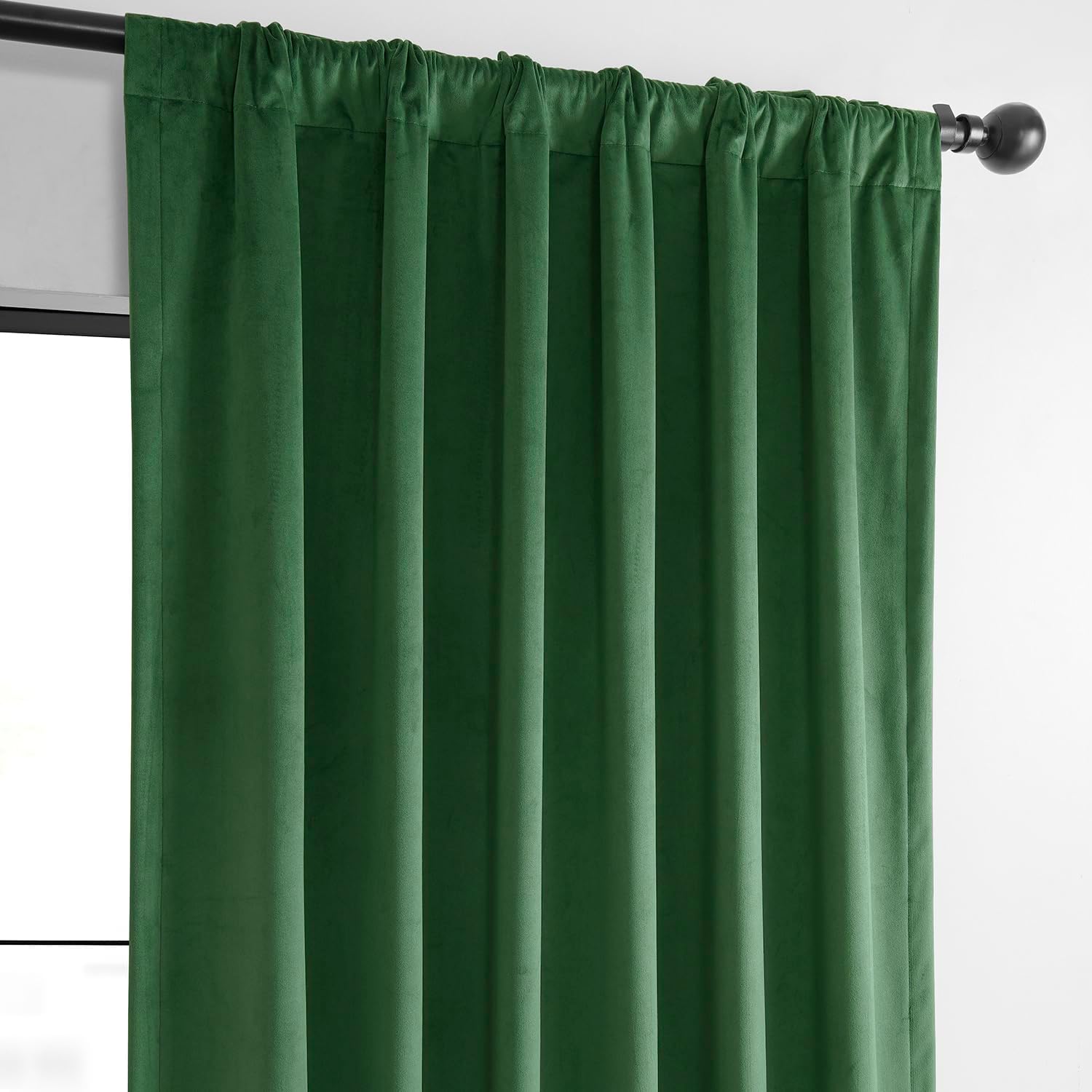 HPD Half Price Drapes Basic Deluxe Velvet Room Darkening Curtains with Rod Pocket - 2 Panels Set - Window Curtains for Living Room & Curtains for Bedroom, 50W X 96L, Green