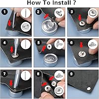 Vista 3 de TLKKUE Kit de 120 cierres a presión, botones a presión de 0.394 pulgadas con martillo de goma, botones de presión de metal de 6 colores con 4