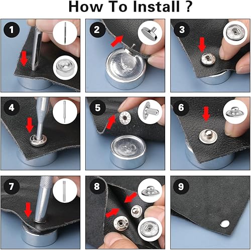 Miniatura 6 de TLKKUE Herramientas de cuero para manualidades kit de herramientas de trabajo de cuero con kit de cierres a presión de cuero herramientas de tallado