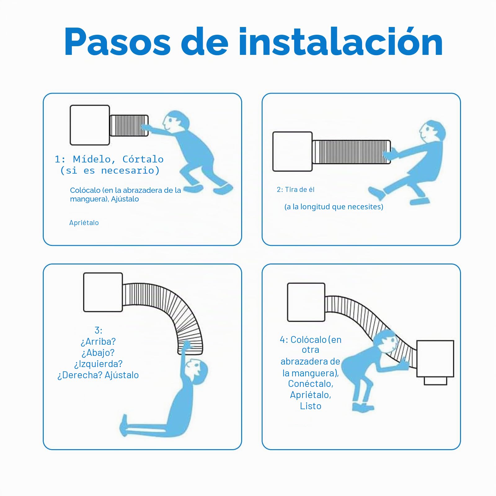 YSOOUA Tubo Flexible de Salida de Aire 5 m PVC con Abrazaderas para Extractor de Aire, Climatización, Secadora (100mm x 3m)