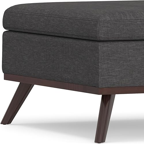 Miniatura 294 de SIMPLIHOME Owen - Bandeja rectangular moderna de mediados de siglo de 34 pulgadas de ancho, otomana pequeña para almacenamiento de mesa auxiliar, en