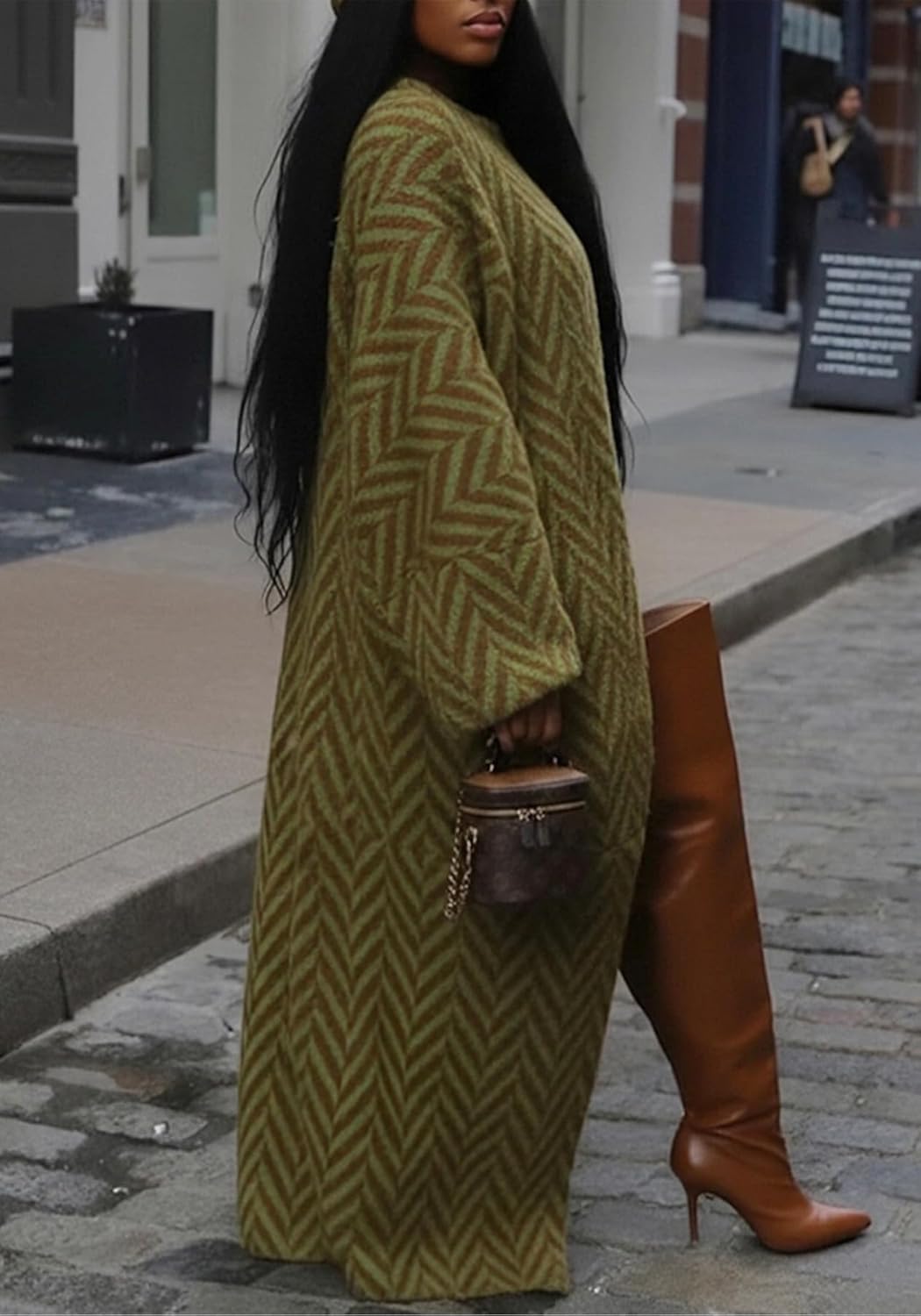 Ptorlio Womens Striped Long Cardigan Sweater Fall Plus Size Lightweight Open Front Cozy Cardigans Coat Trendy - Image 4