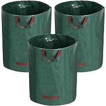 Garden Waste Bags Heavy Duty, Reusable Garden Sacks with Handles, Foldable Garden Rubbish Bags for Collecting Leaf, Trash, Debris, Easy to Maneuver 100L*3pcs