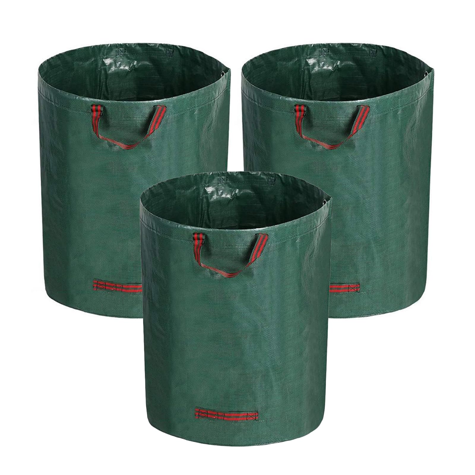 Bolsas de basura de jardín resistentes, bolsas reutilizables con asas, bolsas plegables para recoger hojas y desechos, capacidad de 100 L, juego de 3