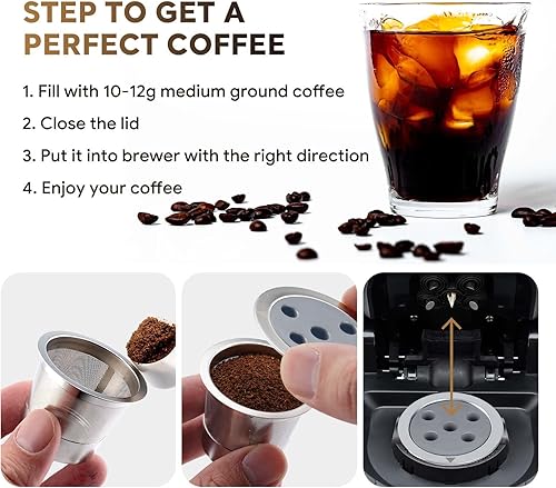 Miniatura 4 de K Cups reutilizables de acero inoxidable para K eurig Supreme & Supreme Plus, tazas K reutilizables de cinco agujeros, universal, K-eurig, filtro de