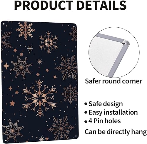 Miniatura 4 de Metal Tin Sign Rose Gold Snowflakes Metal Sign Suitable For Home Garden Kitchen Bar Cafe Restaurant Retro Wall Decor 8x12in
