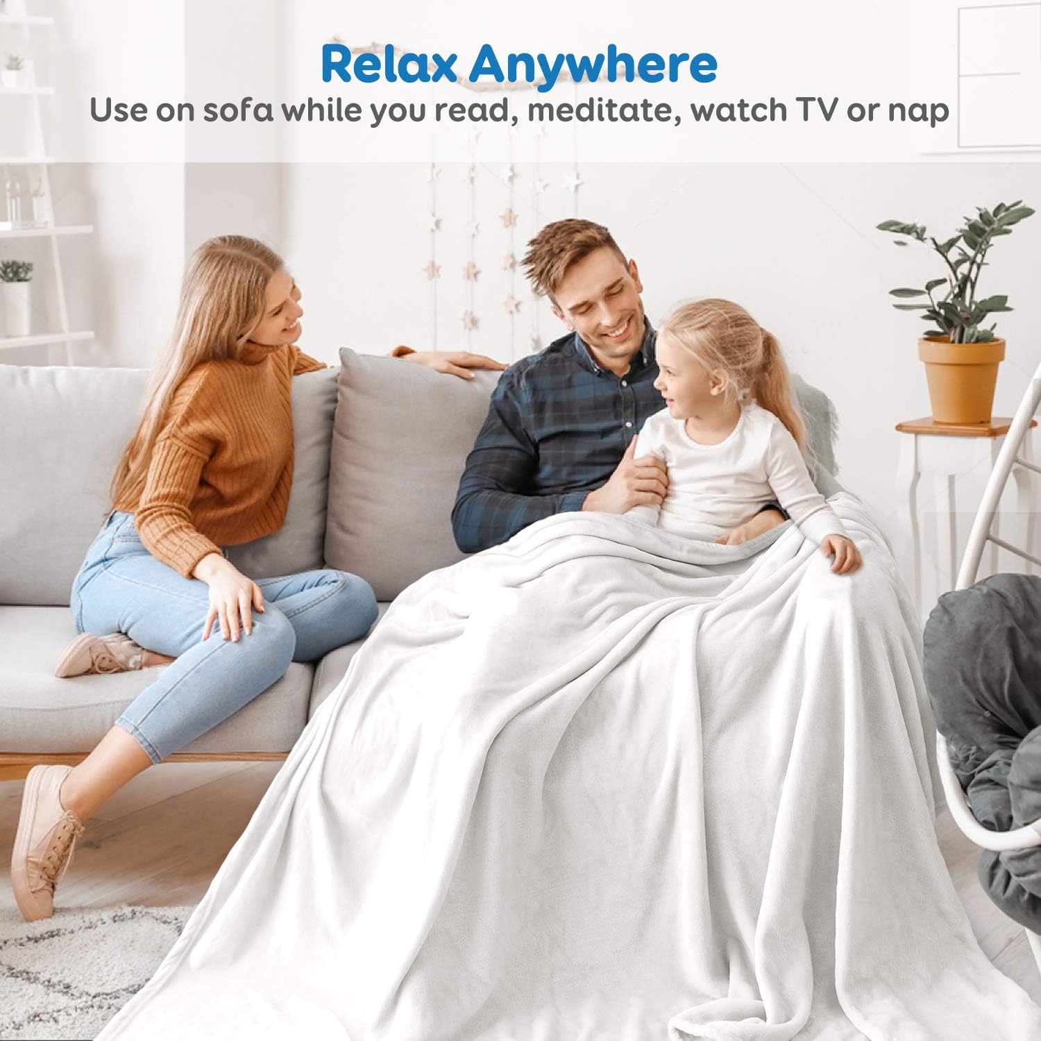 Topblan Fleece Blankets - King Size for All Seasons, Super Soft Fluffy Microfiber Flannel Plush Throw Blanket Lightweight, White