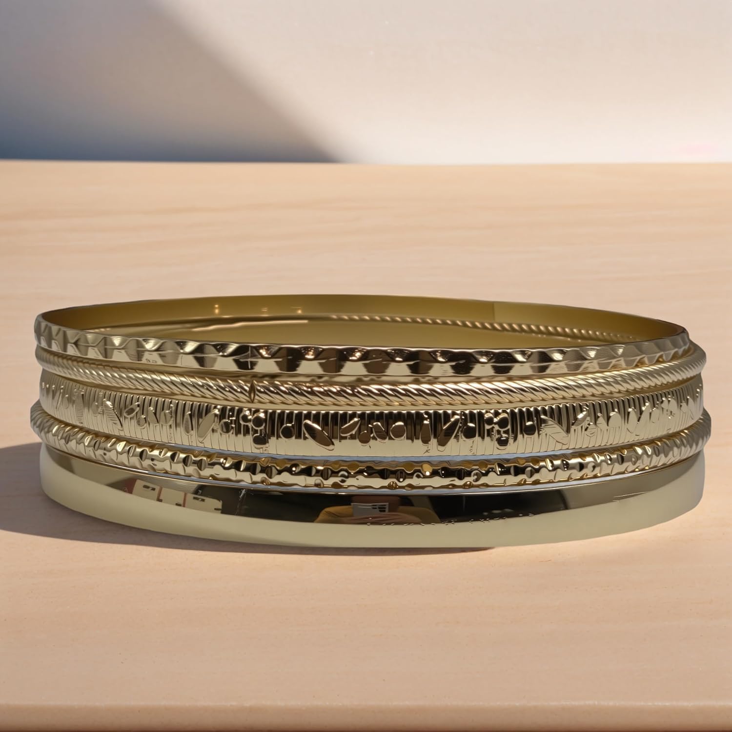 Gold & Silver Bracelets Set for Women, Stackable Bohemian Bangle Pack, Dainty Layered Bracelet Jewelry Set, Vintage Geometric Boho Style Fashion Accessories, Gift Jewelry for Her - Image 2